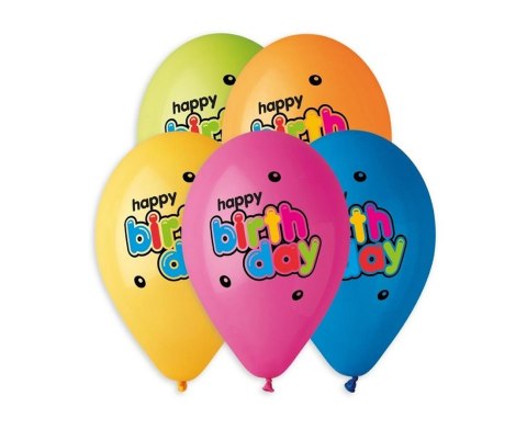 BALLON PREMIUM 13" HAPPY BIRTHDAY GO PBH OP5PCS GODAN