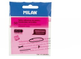 NOTES AUTOCOLLANTES ROSE MILAN FLUO TRANSPARENT 76 X 76 MM, 50 PCS MILAN