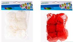 Pompons décoratifs en laine, mélange de couleurs (blanc ou rouge) - Craft with Fun 481016