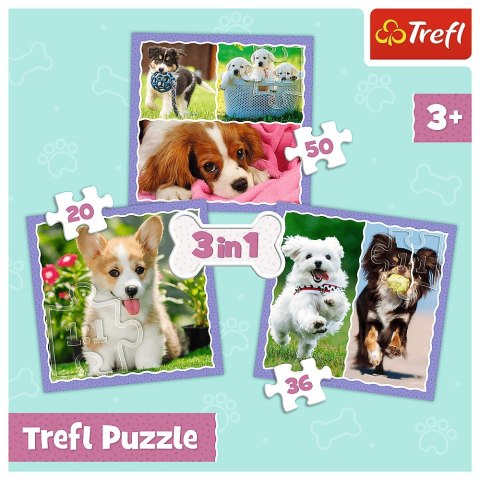 PUZZLE 3EN1 CHIENS MIGNONS PUD TREFL 34854 TR