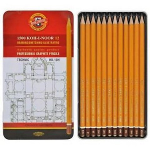 CRAYON DANS UNE BOÎTE MÉTALLIQUE HB-H10 KOH-I-NOOR 1502/2PCS