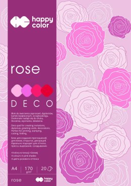 Happy Color Deco Rose Pad A4 4 couleurs 20 feuilles, 170g, rose et rouge