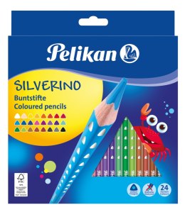 Crayons de couleur triangulaires Pelikan silverino 24 couleurs