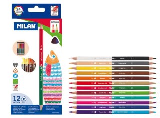 MILAN BICOLOR 1131 CRAYONS TRIANGULAIRES, 12 PIÈCES, 24 COULEURS DANS UNE BOÎTE