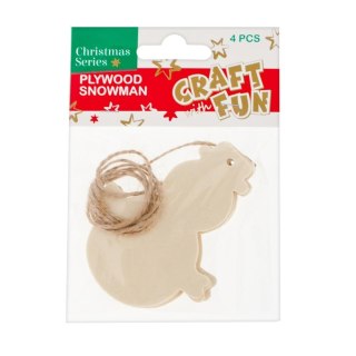 ORNEMENT DÉCORATIF EN BOIS BN PENDENTIF BONHOMME DE NEIGE CRAFT WITH FUN 438493