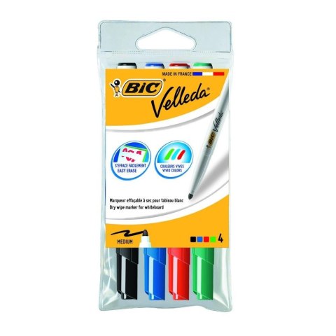 MARKER SUCHOŚCIERALNY OKRĄGŁY 4 KOLORY VELLEDA BIC 503842 BC BIC