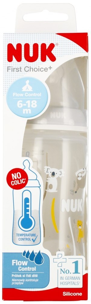 NUK MP BUTELKA Z WSKAŹNIKIEM TEMP. 300 ML 6-18M FIRST CHOICE POPIELATA 10741103 NUK