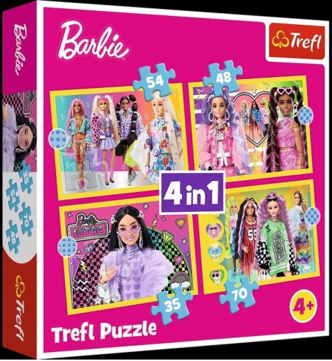 PUZZLE 4W1 WESOŁY ŚWIAT BARBIE PUD TREFL 34626 TR TREFL