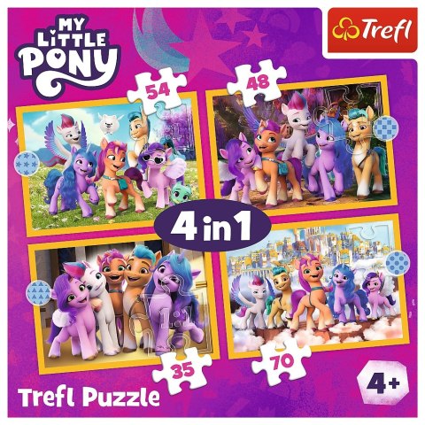 PUZZLE 4W1 POZNAJ KUCYKI PONY TREFL 34624 TR TREFL