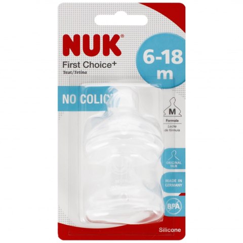 NUK SMOCZEK DO BUTELKI SILIKONOWY 6-18M M FIRST CHOICE OP.2 SZT. 10721265 NUK