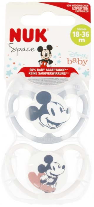 NUK SMOCZEK USPOKAJAJĄCY SILIKONOWY 18-36M SPACE DISNEY MIKI BIAŁY OP.2 SZT. 10177176 NUK