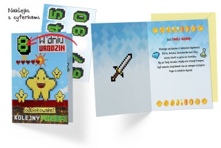 KARNET DKP-051 URODZINY DZIECIĘCE WYMIENNE CYFERKI, LEVEL PASSION CARDS - KARTKI