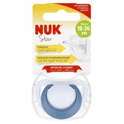 NUK SMOCZEK USPOKAJAJĄCY SILIKONOWY 18-36M STAR NIEBIESKI 10739748 NUK