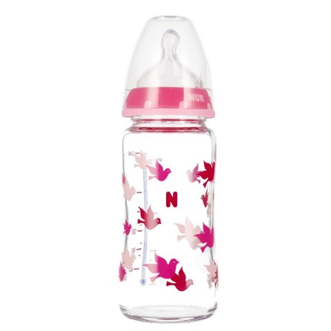 NUK BUTELKA SZKLANA Z WSKAŹNIKIEM TEMP. 240 ML 0-6M FIRST CHOICE MIX KOLORÓW 10745121 NUK