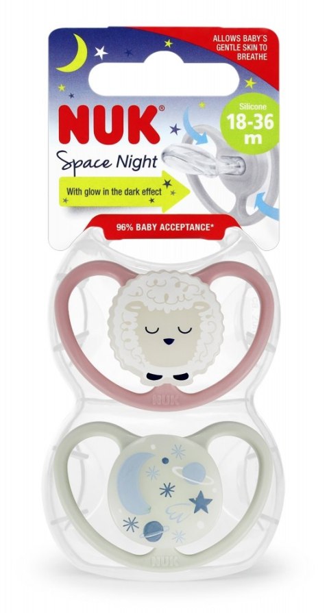 NUK SMOCZEK USPOKAJAJĄCY SILIKONOWY 18-36M SPACE NIGHT MIX WZORÓW 10739658 NUK