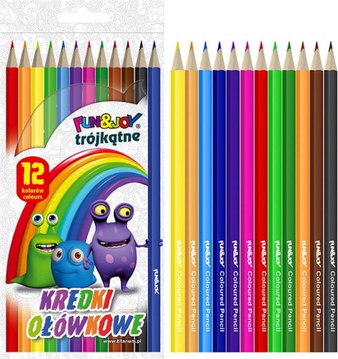 CRAYONS 12 COULEURS/180 TRIANGULAIRE FUN&JOY