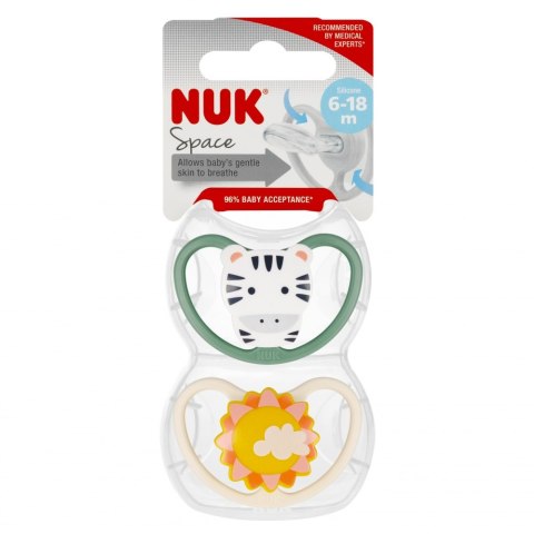 NUK SMOCZEK USPOKAJAJĄCY SILIKONOWY 6-18M SPACE ZEBRA OP.2 SZT. 10736931 NUK