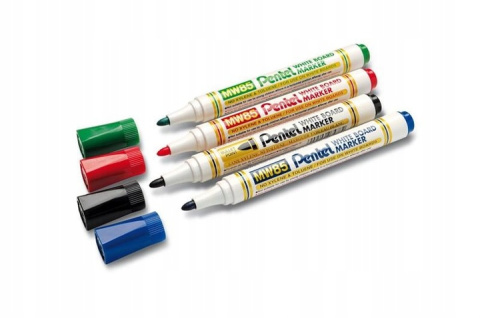 JEU DE MARQUEURS RONDS EFFAÇABLES À SEC PENTEL MW85-4W