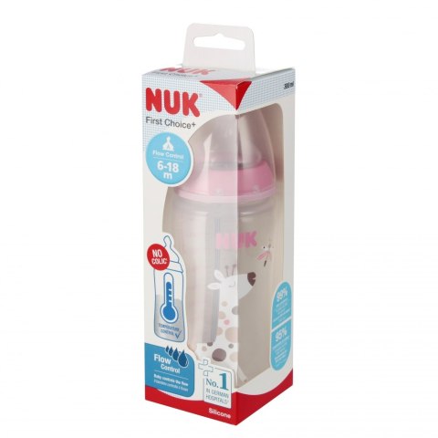 NUK BUTELKA Z WSKAŹNIKIEM TEMP. 300 ML 6-18M FIRST CHOICE RÓŻOWY 10741088 NUK