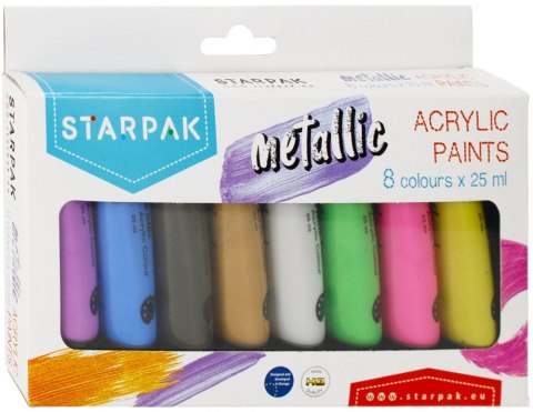 PEINTURES ACRYLIQUES 8 COULEURS 25ML METALLIC STARPAK 484980