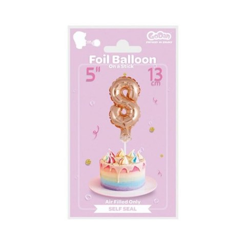 BALLON ALUMINIUM 13 CM SUR BÂTON CHIFFRE 8 DORÉ GODAN BC-5RZ8 GODAN