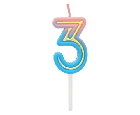 BOUGIE NUMERO 3, B&C NEON, 44X27X12MM, 1 PCS GODAN