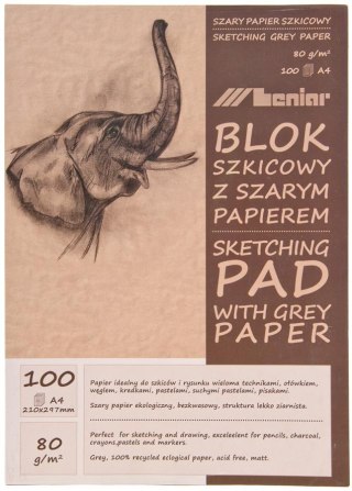 SKETCHBOARD A4 100 FEUILLES 80G GRIS LENIAR 90853 LENIAR