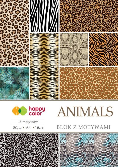 PAPIER À MOTIF ANIMAUX A4/15 1K 15MOTIF 80G COULEUR HAPPY