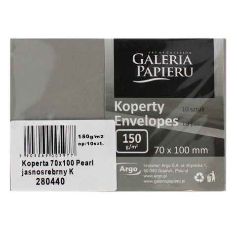 ENVELOPPE 70X100 NK ARGENT PERLE PACK10PCS GAL PAP ARGO 280440 GAL ARGO